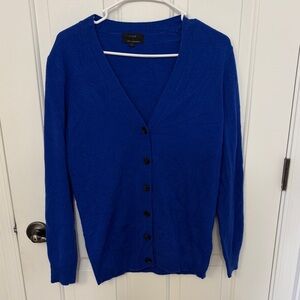 J.Crew Classic V Neck Wool Cashmere Knit Cardigan in Royal Blue